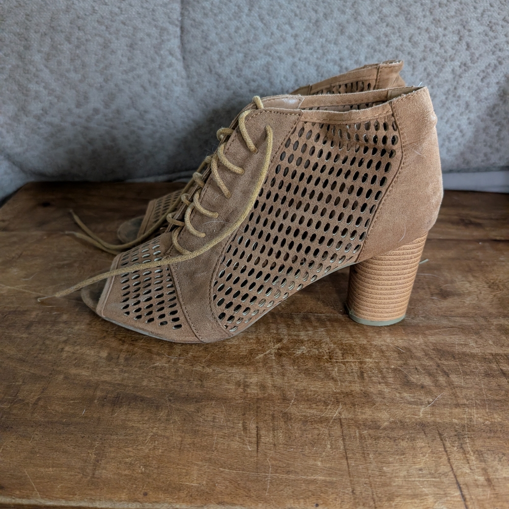 Modcloth Brown Perforated Lace-Up Ankle Booties